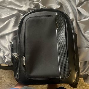 TUMI Black Leather Backpack